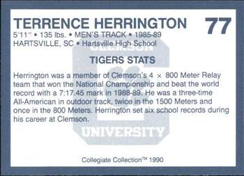 1990 Collegiate Collection Clemson Tigers #77 Terrence Herrington Back
