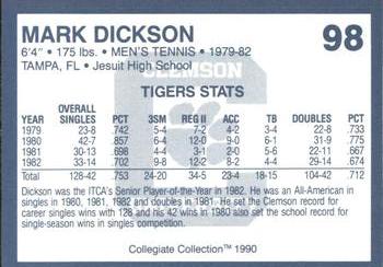 1990 Collegiate Collection Clemson Tigers #98 Mark Dickson Back