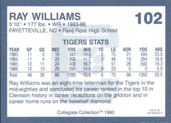 1990 Collegiate Collection Clemson Tigers #102 Ray Williams Back