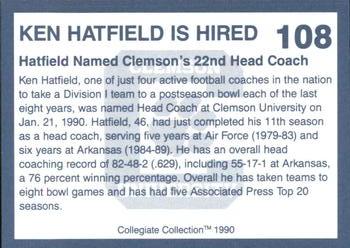 1990 Collegiate Collection Clemson Tigers #108 Ken Hatfield Back