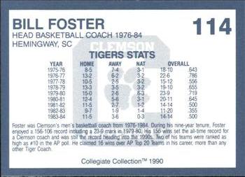 1990 Collegiate Collection Clemson Tigers #114 Bill Foster Back