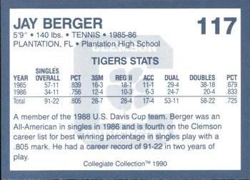 1990 Collegiate Collection Clemson Tigers #117 Jay Berger Back