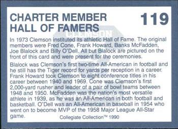 1990 Collegiate Collection Clemson Tigers #119 Charter Member Back