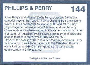 1990 Collegiate Collection Clemson Tigers #144 John Phillips / Michael Dean Perry Back