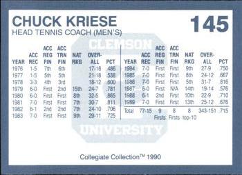 1990 Collegiate Collection Clemson Tigers #145 Chuck Kriese Back