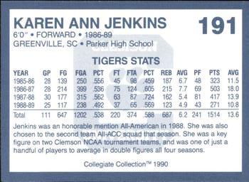 1990 Collegiate Collection Clemson Tigers #191 Karen Ann Jenkins Back