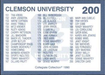 1990 Collegiate Collection Clemson Tigers #200 Director Card 101-200 Back