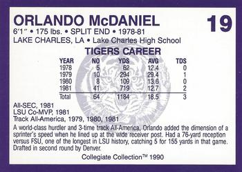1990 Collegiate Collection LSU Tigers #19 Orlando McDaniel Back