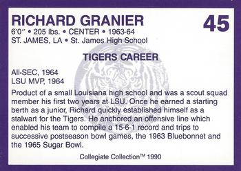 1990 Collegiate Collection LSU Tigers #45 Richard Granier Back