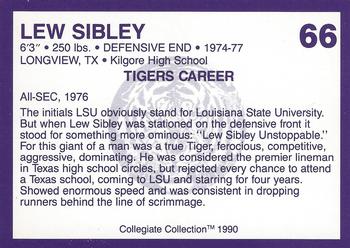 1990 Collegiate Collection LSU Tigers #66 Lew Sibley Back
