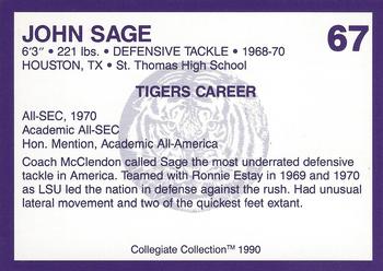1990 Collegiate Collection LSU Tigers #67 John Sage Back