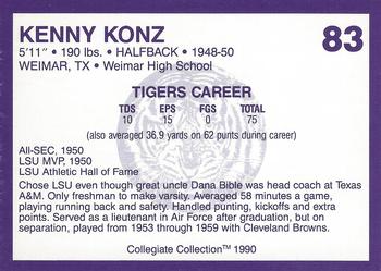 1990 Collegiate Collection LSU Tigers #83 Kenny Konz Back