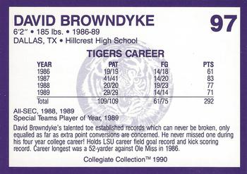 1990 Collegiate Collection LSU Tigers #97 David Browndyke Back