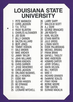 1990 Collegiate Collection LSU Tigers #100 Checklist Card 1-100 Front