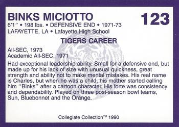 1990 Collegiate Collection LSU Tigers #123 Binks Miciotto Back