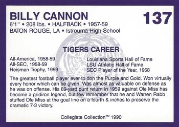 1990 Collegiate Collection LSU Tigers #137 Billy Cannon Back