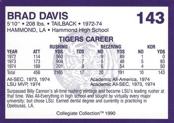 1990 Collegiate Collection LSU Tigers #143 Brad Davis Back