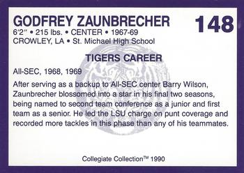 1990 Collegiate Collection LSU Tigers #148 Godfrey Zaunbrecher Back
