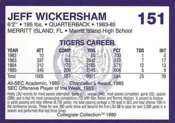 1990 Collegiate Collection LSU Tigers #151 Jeff Wickersham Back