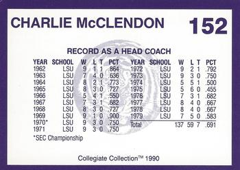 1990 Collegiate Collection LSU Tigers #152 Charlie McClendon Back