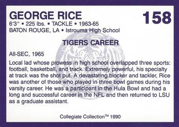 1990 Collegiate Collection LSU Tigers #158 George Rice Back