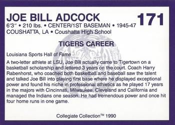 1990 Collegiate Collection LSU Tigers #171 Joe Bill Adcock Back