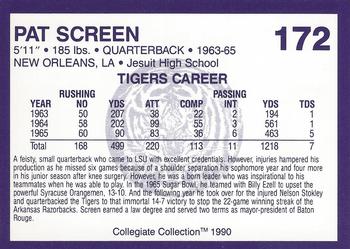 1990 Collegiate Collection LSU Tigers #172 Pat Screen Back