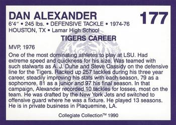 1990 Collegiate Collection LSU Tigers #177 Dan Alexander Back