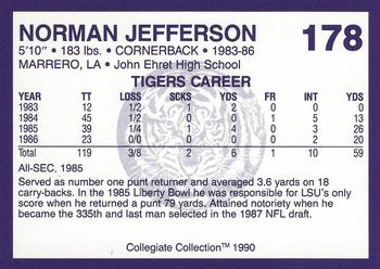 1990 Collegiate Collection LSU Tigers #178 Norman Jefferson Back