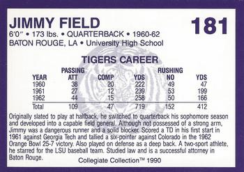 1990 Collegiate Collection LSU Tigers #181 Jimmy Field Back