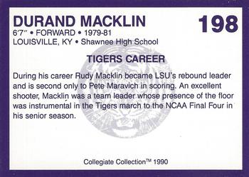1990 Collegiate Collection LSU Tigers #198 Durand Macklin Back