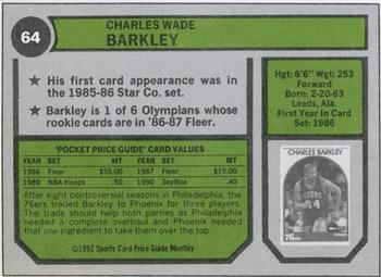 1992 SCD Sports Card Price Guide Monthly #64 Charles Barkley Back