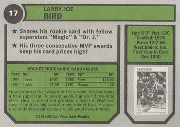 1992 SCD Sports Card Price Guide Monthly #17 Larry Bird Back