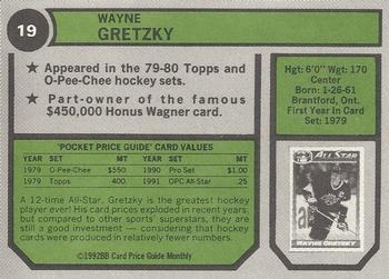 1992 SCD Sports Card Price Guide Monthly #19 Wayne Gretzky Back