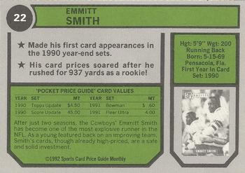 1992 SCD Sports Card Price Guide Monthly #22 Emmitt Smith Back