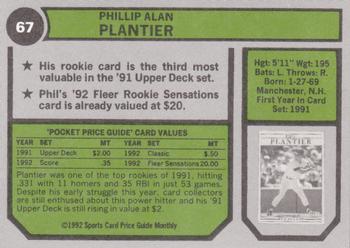1992 SCD Sports Card Price Guide Monthly #67 Phil Plantier Back