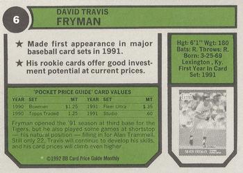 1992 SCD Sports Card Price Guide Monthly #6 Travis Fryman Back
