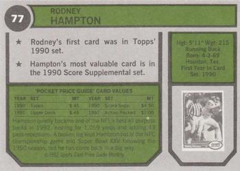 1992 SCD Sports Card Price Guide Monthly #77 Rodney Hampton Back