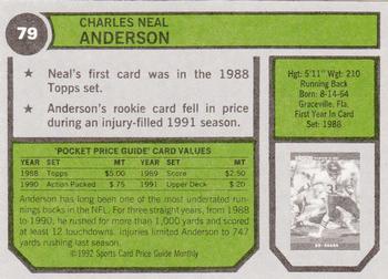 1992 SCD Sports Card Price Guide Monthly #79 Neal Anderson Back