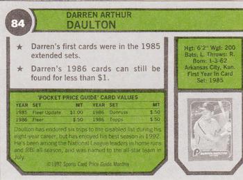 1992 SCD Sports Card Price Guide Monthly #84 Darren Daulton Back