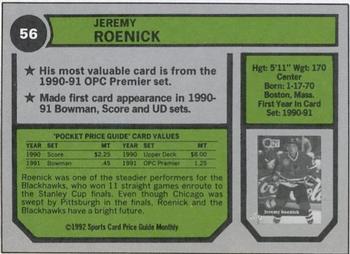 1992 SCD Sports Card Price Guide Monthly #56 Jeremy Roenick Back