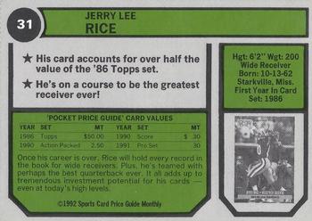 1992 SCD Sports Card Price Guide Monthly #31 Jerry Rice Back
