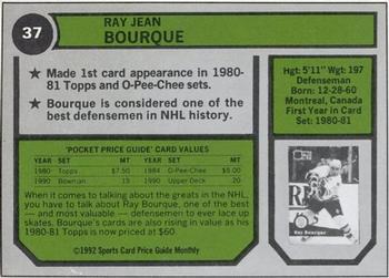 1992 SCD Sports Card Price Guide Monthly #37 Ray Bourque Back