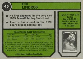 1992 SCD Sports Card Price Guide Monthly #45 Eric Lindros Back