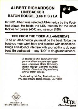 1989 LSU Tigers All-Americans #14 Albert Richardson Back