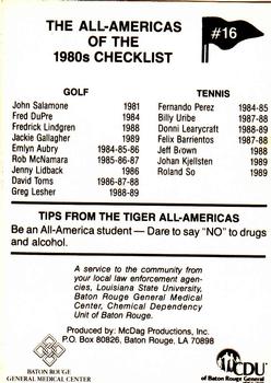 1989 LSU Tigers All-Americans #16 Rob McNamara Back