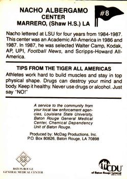 1989 LSU Tigers All-Americans #8 Nacho Albergamo Back