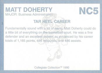 1990-91 Collegiate Collection North Carolina Tar Heels - Promos #NC5 Matt Doherty Back