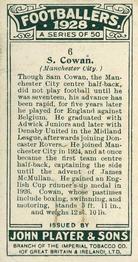 1928-29 Player's Footballers #6 Sam Cowan Back