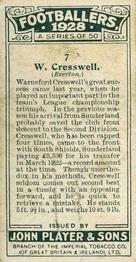 1928-29 Player's Footballers #7 Warney Cresswell Back